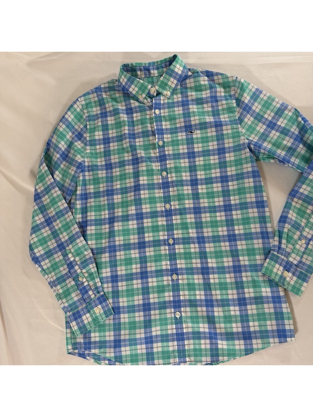 Vineyard Vines XL Women's Green Blue Plaid Button-Down Shirt